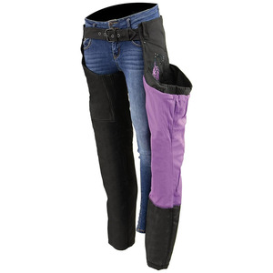 Samroz Sports - Chaps de Motocicleta Personalizables de Cuero Premium de 220 g, sin Costuras, con Estampado Digital, sin Mangas, para Mujeres Motociclistas - Product Image 3