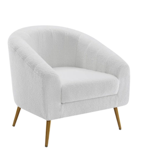 Canapé-lit moderne de luxe le plus vendu avec coussin moelleux, une place, blanc, pieds dorés, fauteuil lounge pour l'intérieur - Product Image 6