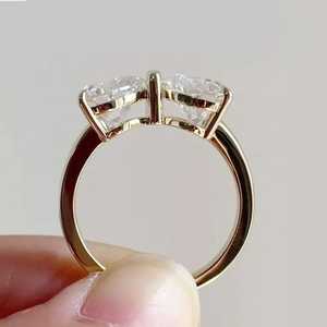 Bague en moissanite à double pierre taille cœur style nœud pour femme, plaqué or, argent 925 véritable, cadeau idéal pour anniversaire ou promesse pour les amoureux - Product Image 3