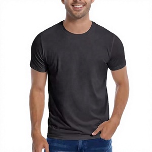 <b>Men's</b> Solid <b>Black</b> Short Sleeve O-Neck <b>Slim</b> <b>Fit</b> Casual Jersey 100% Bamboo Fiber Eco-Friendly T-<b>Shirt</b> - Product Image 1