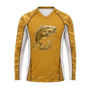 Camiseta Deportiva de Secado Rápido con Protección Solar UPF 50, Estampado de Camuflaje Dorado, para Pesca y Actividades al Aire Libre - Product Image 1