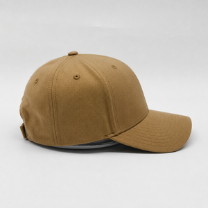 Casquette de baseball structurée personnalisable avec logo, 6 panneaux, kaki, camel, marron, haute qualité, profil moyen, pré-courbée, vente en gros - Product Image 3