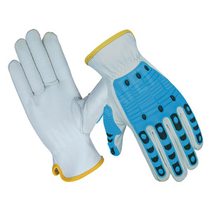Gants de travail de sécurité pour mécaniciens en cuir de chèvre pleine fleur, robustes, antidérapants, avec manchette de sécurité, résistants aux coupures, protection contre les chocs en caoutchouc TPR et résistants à la chaleur - Product Image 5