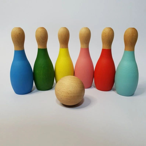 Handmade Natural Wood Freestanding <b>Bowling</b> Pins Set with Polished Finish Customizable Design for Indoor/Outdoor Tabletop Games - Product Image 6