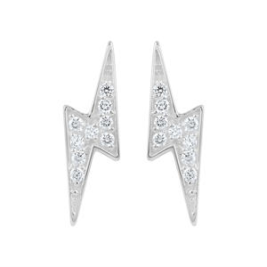 Rhaya Jewels Pendientes románticos de plata de ley chapados en oro con forma de rayo y circonita para niños, compromiso, fiesta de boda - Product Image 1