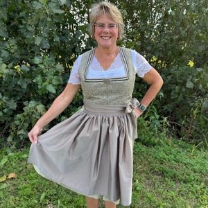 Women's Bavarian Style Dirndl <b>Dress</b> Solid Color Satin A-Line Midi With Apron V-Neck Short Sleeve Holiday Celebration Wear - Product Image 1