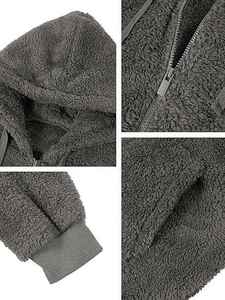 Soft Printed Jersey Hooded <b>Zip</b>-<b>Up</b> <b>Jacket</b> Cozy Brown Pullover Front Pocket Adjustable Hood Casual Warm Autumn ODM Outerwear for - Product Image 3