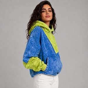 Sweat à capuche délavé pour femme, collection hiver, avec logo frontal, décontracté, doublé, 100 % coton, coupe confortable, tissu polaire respirant, coutures durables - Product Image 6
