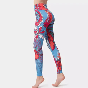 Pantalons de yoga pour femmes de qualité supérieure, personnalisés, à taille haute, respirants, en coton 100% tricoté, avec taille élastique - Product Image 1
