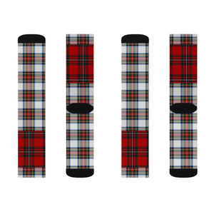 Calcetines a cuadros rojos unisex personalizados al por mayor, calcetines clásicos con estampado Royal Stewart, transpirables, de caña media, los más vendidos - Product Image 3