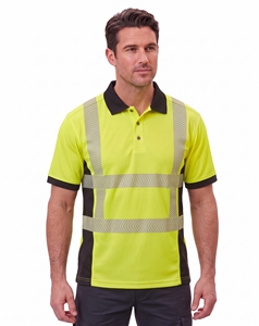 Camisetas polo de alta visibilidad para trabajo, de secado rápido, transpirables, para construcción, seguridad vial, con paneles en contraste, cinta reflectante, ropa de trabajo. - Product Image 6