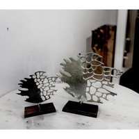Ensemble de 2 sculptures métalliques de luxe, forme irrégulière, décor artistique fait main pour table, design contemporain, accent pour salon