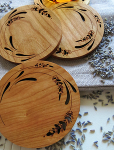 Set of 4 Modern Design Round Wooden <b>Drink</b> <b>Coasters</b> for Home Kitchen Restaurant - Product Image 6
