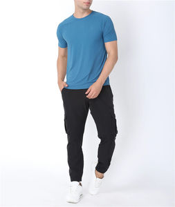 Nouveau T-shirt décontracté pour homme en polyester/coton blanc avec logo sur le devant, manches courtes, poches, séchage rapide et respirant - Product Image 4