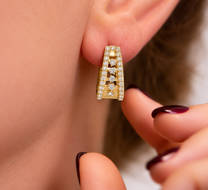 Pendientes de Aro con Diamantes Cultivados en Laboratorio de Corte Redondo, Oro de 14K y 18K, Diseño Calado con Pavé de Diamantes, 0.53Ct DEF VVS, Pendientes de Aniversario, OEM ODM - Product Image 2