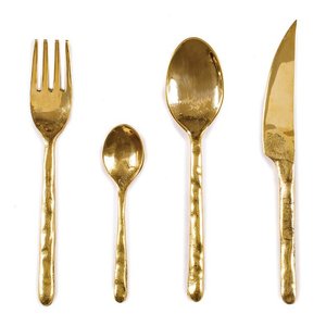 Premium <b>Gold</b> Plated Stainless Steel Mirror Polish Restaurant Cutlery Set Folk Knife <b>Spoon</b> with Short Handle for Weddings Parties - Product Image 1