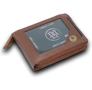 WRIZA Portefeuille à deux volets en cuir véritable, porte-cartes RFID, organisateur de cartes de crédit mince avec poche zippée, compartiment à monnaie et emplacement pour carte d'identité - Product Image 1