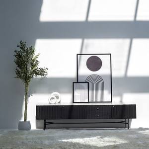 Mueble para TV Vandana Novara Aureo de Madera de Mango Negra (200 cm de Longitud), Consola de Entretenimiento Moderna de Madera Sólida - Product Image 1