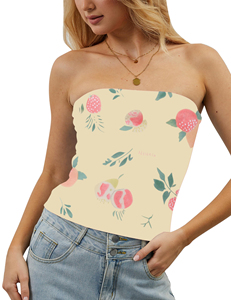 High Quality 1Piece Summer Crop Tube <b>Top</b> Best Wholesale Fashion Stretch Beaded Denim <b>Tops</b> Casual Print Style women's shirt - Product Image 5