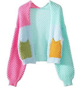 Suéter Holgado Estético para Mujer, Colores Pastel, Tejido de Punto, Suave y Femenino, Tendencia de Moda Otoñal para el Mercado Estadounidense - Product Image 1