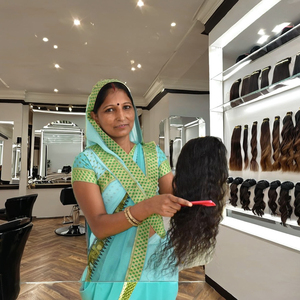 100% naturel brut indien vierge vague profonde couleur noire faisceaux bouclés lâche Super vague Style Temple Extensions de cheveux humains - Product Image 3