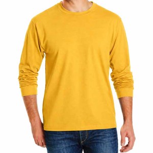 T-shirts à manches longues pour hommes en coton 100% de haute qualité, personnalisés avec logo, tricotés, respirants, à séchage rapide, col rond - Product Image 3
