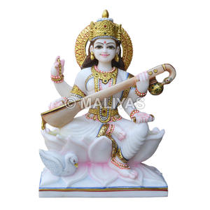 Murti de Mármol de la Diosa Saraswati |   Estatua de Mármol Premium de Saraswati Ji para el Hogar y el Templo – Maliyas - Product Image 1