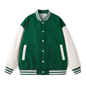 Chaqueta de béisbol de invierno con doble botonadura personalizada con cuello levantado y logotipo bordado Variedades disponibles - Product Image 1