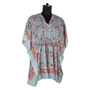 Robe de soirée africaine pour femmes, robes ethniques, robes courtes kaftan pour femmes KFCS160, meilleure fabrication de robes pour femmes avec impression à la main - Product Image 5