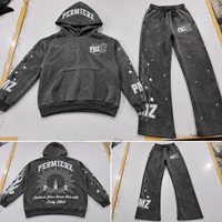 Ensemble de survêtement personnalisé pour homme, style streetwear, coupe oversize, en tissu épais, effet délavé à l'acide, 2 pièces, OEM