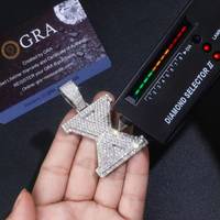 Pendentif lettre X en argent sterling 925 avec moissanite, breloque en forme de glaçon, cadeau de bijoux pour femmes