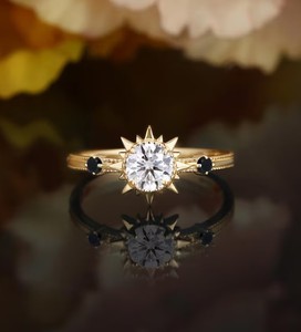 Round Cut Moissanite <b>Ring</b> 925 Sterling <b>Silver</b> Classic <b>Solitaire</b> Engagement <b>Ring</b> Elegant Minimalist Wedding Jewelry Gift for Her - Product Image 1
