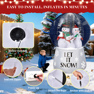 Decorazione Natalizia Gonfiabile Illuminata da 6 Piedi, Divertente Famiglia di Pupazzi di Neve, Globo di Neve per Esterni, Decorazioni per Giardino - Product Image 4