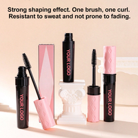Maskara Unik Dua Langkah Dua Lapis Warna Pink Hitam Tahan Air, Memberi Volume dan Melentikkan Bulu Mata, Label Pribadi OEM