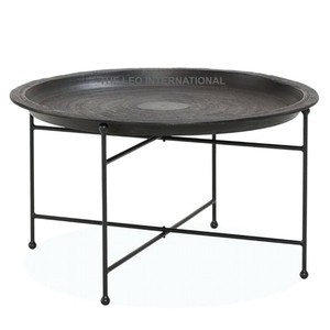 Mesa de Centro de Metal Negra Estilo Marroquí, Mesas Modernas para el Hogar y el Gimnasio, Muebles Versátiles para Sala de Estar - Product Image 1