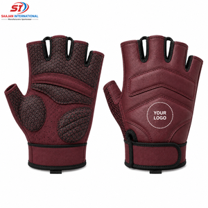 Premium Half <b>Finger</b> Cycling Gloves Leather Look Anti Slip Gel Pad <b>Bike</b> Gloves Wholesale OEM Custom Logo - Product Image 1
