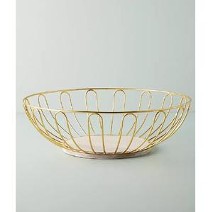 Corbeille à fruits en fer haut de gamme et élégante avec motifs de feuilles et pieds courbés, un objet de rangement artistique et pratique pour la décoration de table. - Product Image 2