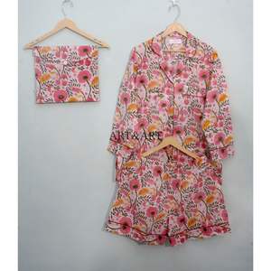 Conjunto de Pijama de Verano Clásico y Elegante 100% Algodón Puro con Estampado de Canguro, Bolsillos, Cordón Ajustable, Suave y Transpirable - Product Image 6