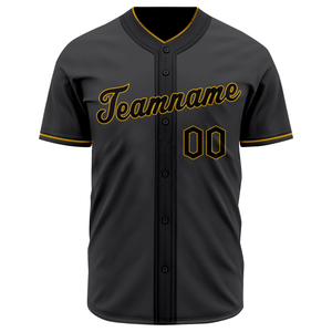 Maillot de baseball gris anthracite à manches courtes, boutonné, uniforme d'équipe personnalisé, respirant, chemise de sport athlétique - Product Image 2