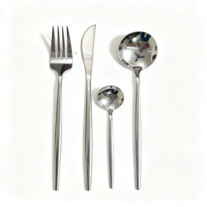 Mirror Polished Silver Stainless Steel Cutlery Set Wedding <b>Flatware</b> Custom Decorative Kitchenware Home Hotels Party Dining Decor - Product Image 1