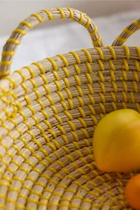Colorful Scalloped Seagrass Storage <b>Basket</b> with Handles Handwoven Eco-Friendly Durable LAC VIET Brand for Fruit Home Use Vietnam - Product Image 6