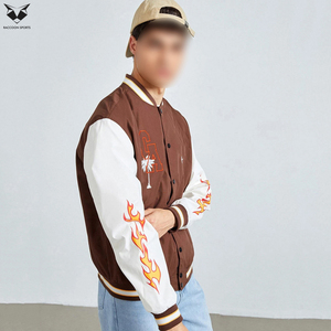 Wholesale Men Satin Varsity Jacket Lightweight Custom Embroidery Printed Casual Retro Slim Fit Streetwear Bomber Jackets - Product Image 3