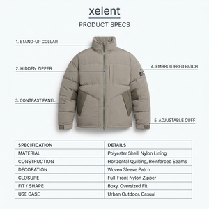 Men's Custom Logo <b>Winter</b> Puffer Jacket <b>Waterproof</b> Nylon Stand Collar Quilted Heavyweight Outerwear OEM Bubble <b>Coat</b> Parkas - Product Image 5