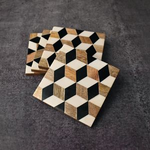 Floral Design Resin Inlay Coaster Set MDF Coaster Resin Coaster MDF Resin Inlay Coaster Place Mats at very reasonable Price - Product Image 3