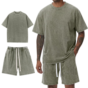 Summer Casual Acid Wash Men's Shorts <b>Set</b>-100% Cotton Quick Dry OEM Service Wholesale Price Regular Size - Product Image 6