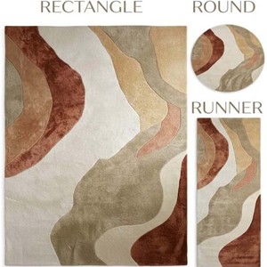 Abstract Modern Area Rug Neutral Earth Tone Hand Tufted Wool Carpet Contemporary Living Room Bedroom Artistic Floor Decor Design - Product Image 2