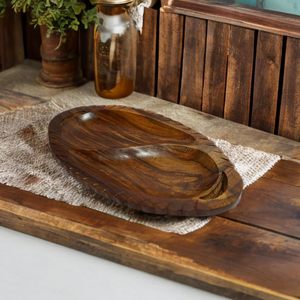 Bandeja de Madera Artesanal Ovalada para Aperitivos y Frutos Secos, Decorativa, de Lujo, Multiusos - Product Image 6