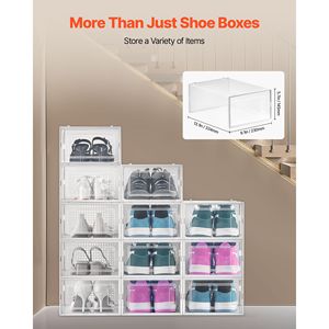 12-Pack Stackable <b>Shoe</b> <b>Storage</b> Boxes PET Plastic Modular Organizers <b>Space</b>-<b>Saving</b> Sneaker <b>Storage</b> Fit US Size 11 Lightweight - Product Image 4
