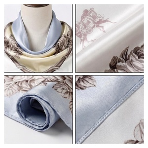 North Approach Women's Square <b>Silk</b> <b>Scarf</b> Floral Print Elegant Multi-Functional Fashion Accessory All Seasons - Product Image 4