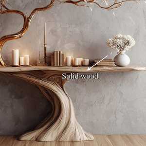 Large <b>Rustic</b> Console <b>Table</b> Tree Bookcase Reclaimed Wood Sideboard Entryway Storage Cabinet <b>Farmhouse</b> Console <b>Rustic</b> Hall <b>Table</b> - Product Image 6
